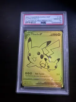2021 Pokemon Celebrations Ultra Premium Collection Gold Pikachu v SWSH145 PSA 10 - Image 1