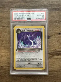 2000 Pokemon 1st Edition Team Rocket Dark Dragonair PSA 10 - Image 1