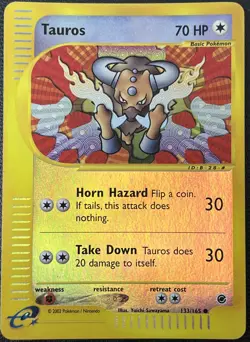 Tauros 133/165 Expedition Reverse Holo E-Series Nintendo Pokemon Card TCG LP - Image 1
