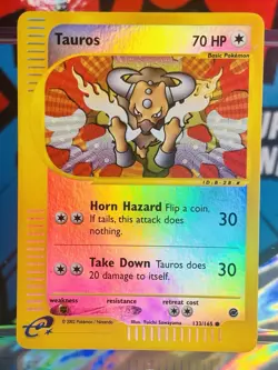 Pokemon Tauros 133/165 Expedition Base Set Reverse Holo LP Never Played- Mint - Image 3