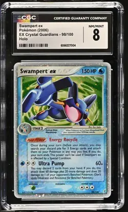 CGC 8 SWAMPERT EX 98/100 EX CRYSTAL GUARDIANS HOLO POKEMON NM/ MINT - Image 1