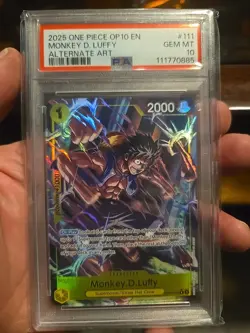 Monkey D. Luffy OP10-111 ENGLISH One Piece Royal Blood Alt Art - PSA 10 - Image 1