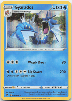 Gyarados 040/192 Holo Rebel Clash Pokemon Card NM - Image 1