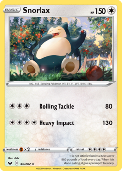Snorlax 140/202 Sword & Shield Pokemon Card NM - Image 1