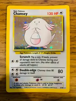 Chansey (3/102) Holo Base Set Pokemon Card! FAST & FREE P&P! - Image 2