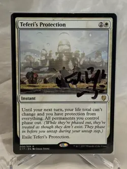 Magic: The Gathering Teferi's Protection Rare Instant C17 Autographed - Image 1