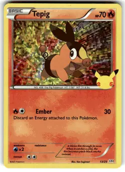 Pokemon Card Tepig 13/25 McDonald’s 25th Anniversary Promo Holo Near Mint - Image 1