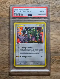 PSA 8 Rayquaza 9/106 - 2005 Pokemon EX Emerald - Rare - Reverse Holo - Stamped - Image 1