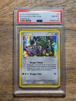 PSA 8 Rayquaza 9/106 - 2005 Pokemon EX Emerald - Rare - Reverse Holo - Stamped - Image 2
