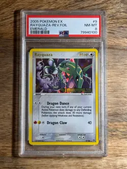 PSA 8 Rayquaza 9/106 - 2005 Pokemon EX Emerald - Rare - Reverse Holo - Stamped - Image 4