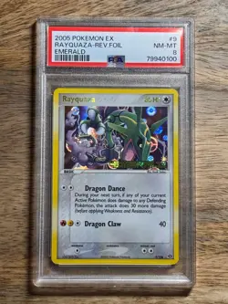 PSA 8 Rayquaza 9/106 - 2005 Pokemon EX Emerald - Rare - Reverse Holo - Stamped - Image 5