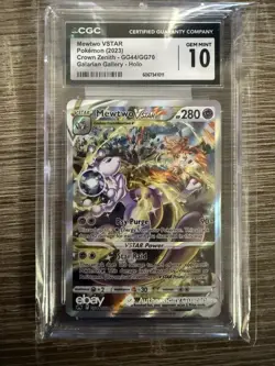 Pokemon TCG Mewtwo VSTAR GG44/GG70 Crown Zenith Holo Ultra Rare 2023 CGC 10 - Image 1