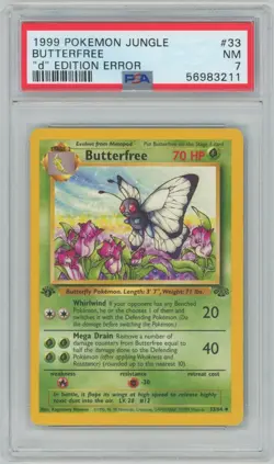 1999 Pokemon Jungle Butterfree #33 “d” Edition Error - PSA 7 NM - Image 1