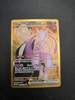 NM-Mint Team Rocket's Mewtwo ex - 240/182 - Hyper Rare Pokemon Destined Rivals - Image 1