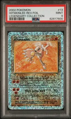 2002 POKEMON LEGENDARY COLLECTION #13 HITMONLEE-REVERSE FOIL PSA 9 - Image 1