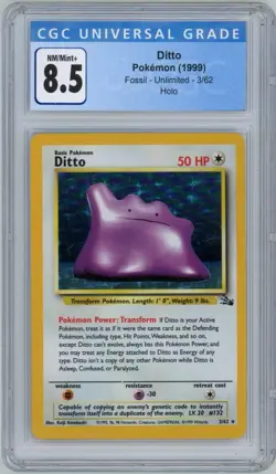 1999 Pokemon Fossil Ditto Holo #3/62 - CGC 8.5 NM/Mint+ - Image 1