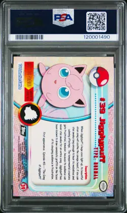 1999 TOPPS POKEMON TV #39 JIGGLYPUFF PSA 10 - Image 2