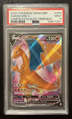 2020 Pokemon Champions Path ETB Charizard V Black Star Promo #SWSH050 PSA 9 Mint - Image 1