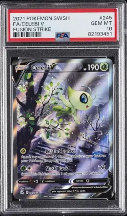 2021 POKEMON SWORD & SHIELD FUSION STRIKE #245 FULL ART/CELEBI V PSA 10 - Image 1