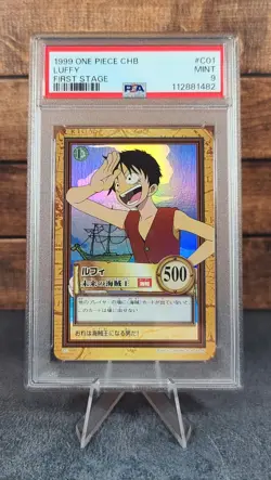 1999 One Piece Carddass Hyper Battle First Stage Luffy C01 Foil PSA 9 "Rookie" - Image 1
