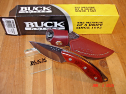 NIB FB BUCK KNIFE 196 RWS MINI ALPHA BOS CPM154 BLADE ROSEWOOD HANDLE SHEATH USA - Image 3
