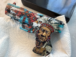 FOLDING POCKET KNIFE PISTOL NATIVE AMERICAN INDIAN CHIEF 3” BLADE NEW CHINA - Image 3