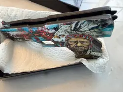 FOLDING POCKET KNIFE PISTOL NATIVE AMERICAN INDIAN CHIEF 3” BLADE NEW CHINA - Image 4