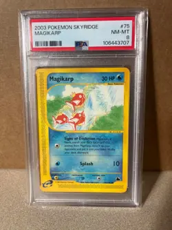 MAGIKARP 75/144 PSA 8 2003 SKYRIDGE E READER POKEMON CARD NON HOLO ENGLISH - Image 1