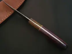 8" CUSTOM HAND MADE DAMASCUS STEEL SKINNER KNIFE WOOD HANDLE W/SHEATH F216 - Image 4