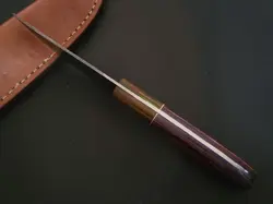 8" CUSTOM HAND MADE DAMASCUS STEEL SKINNER KNIFE WOOD HANDLE W/SHEATH F216 - Image 5