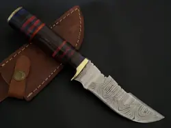 9.5" CUSTOM HAND MADE DAMASCUS STEEL BOWIE WOOD HANDLE W/SHEATH F208 - Image 2