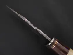 8.5" CUSTOM HAND MADE DAMASCUS STEEL HUNTING KNIFE WOOD & BONE HANDLE F207 - Image 4