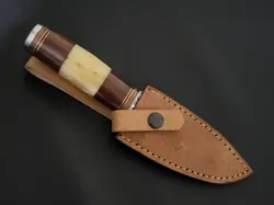 8.5" CUSTOM HAND MADE DAMASCUS STEEL HUNTING KNIFE WOOD & BONE HANDLE F207 - Image 5