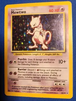 Pokemon TCG - Mewtwo 10/102 Base Set Holo Rare WOTC 1999 MP - Image 1