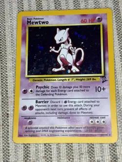 Pokemon TCG Mewtwo 10/102 Holo Rare Unlimited Base Set 1999 Vintage 091 - Image 1