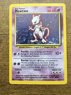 Mewtwo Pokemon TCG Basic 10/102 Base Set Holo Rare WOTC 1999 Moderately played - Image 1