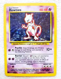 Pokemon MEWTWO Base Set Holo Rare #10 10/102 Pokemon TCG WOTC 1999 Vintage - Image 1
