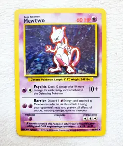 Pokemon MEWTWO Base Set Holo Rare #10 10/102 Pokemon TCG WOTC 1999 Vintage - Image 2