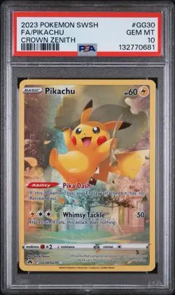 2023 POKEMON SWORD & SHIELD CROWN ZENITH #GG30 FULL ART/PIKACHU PSA 10 - Image 1