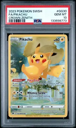 2023 POKEMON SWORD & SHIELD CROWN ZENITH #GG30 FULL ART/PIKACHU PSA 10 - Image 1
