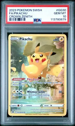 2023 POKEMON SWORD & SHIELD CROWN ZENITH #GG30 FULL ART/PIKACHU PSA 10 - Image 1