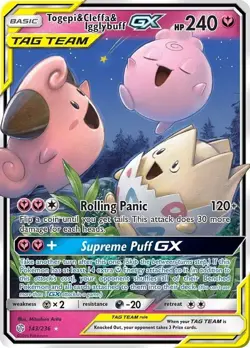 Togepi & Cleffa & Igglybuff GX - 143/236 - Pokemon Cosmic Eclipse Rare Card NM - Image 1