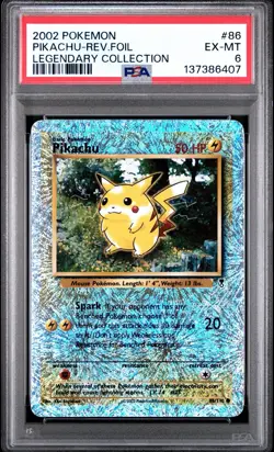 2002 POKEMON LEGENDARY COLLECTION #86 PIKACHU-REVERSE FOIL PSA 6 - Image 1