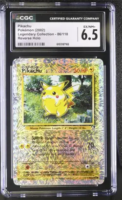 2002 POKEMON WOTC LEGENDARY COLLECTION REVERSE HOLO PIKACHU #86/110 CGC 6.5 - Image 1