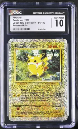 Pokemon TCG 2002 Pikachu Legendary Collection #86 Reverse Holo - CGC Gem Mint 10 - Image 1