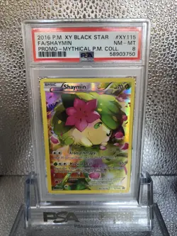 2016 Pokemon XY Black Star Promo Shaymin Full Art #XY115 PSA 8 - Image 1