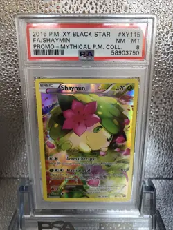 2016 Pokemon XY Black Star Promo Shaymin Full Art #XY115 PSA 8 - Image 2