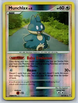 Munchlax - Reverse Holo - Diamond Pearl 33/130 Rare Pokemon Card NM - Image 1