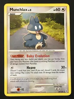 Pokemon TCG Munchlax 33/130 Regular Rare Diamond and Pearl LP - Image 1
