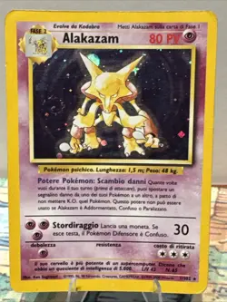 Pokemon TCG Alakazam Base Set Holo Card 1/102 Unlimited Rare (Swirl) - Image 1